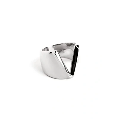 Abbildung von SINGULARU Personalisierter Ring Letter Signet Verstellbarer Massiver Messing mit 18kt Vergoldung. Einheitsgröße Damenschmuck Buchstabe V