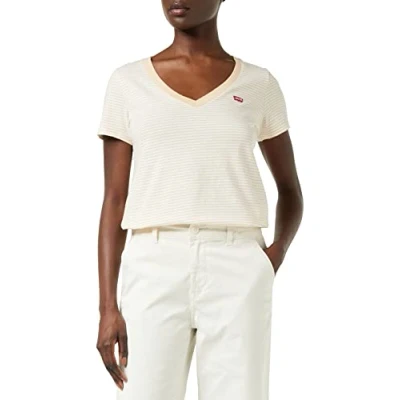 Abbildung von Levi&#039;s Damen Perfect V Neck T Shirt,Annalise Stripe Honey,XXS