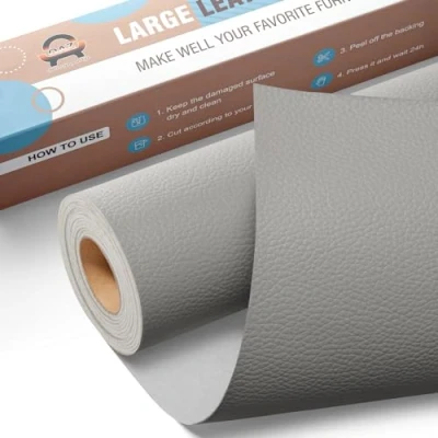 Abbildung von Leder Reparatur Set Grau,OAZ Kunstleder Selbstklebend 40 x 160 cm,Kunstleder Reparaturset Patch Selbstklebende Lederflicken für Autositze Möbel Sofa Taschen