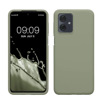Abbildung von kwmobile Hülle kompatibel mit Motorola Moto G54 5G Silikon Handy Case Handyhülle weiche Oberfläche kabelloses Laden Graugrün