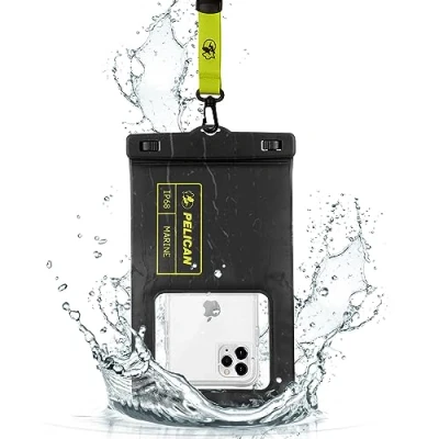 Abbildung von Pelican Marine IP68 wasserdichte Handyhülle (XL Größe) schwimmende iPhone 15 Pro Max/ 14 13 12/ S23 Ultra/Pixel 8 abnehmbares Umhängeband