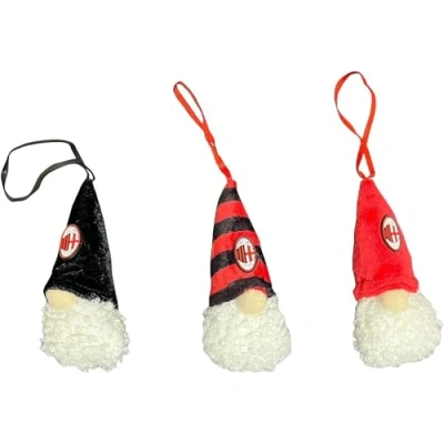 Abbildung von A.C. Milan Weihnachtsdekoration TRIS Kobold Weihnachtsbaum 3 Stück 10 cm Offizielles Produkt