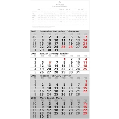 Abbildung von 2026 Adina Wandkalender Viermonatskalender mit Tagesanzeiger 60x30cm