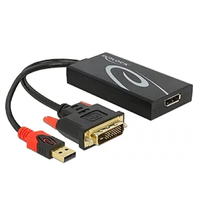 Abbildung von Delock Adapter DVI(24+1) &gt; Displayport Schwarz 30cm Kabel