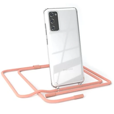 Abbildung von EAZY CASE kombinierbare Handyketten kompatibel mit Samsung Galaxy S20 FE / 5G, Transparente Silikon Hülle Umhängeband, abnehmbar durch abschraubbare Endstücke, Hülle, Handykordel, Korall