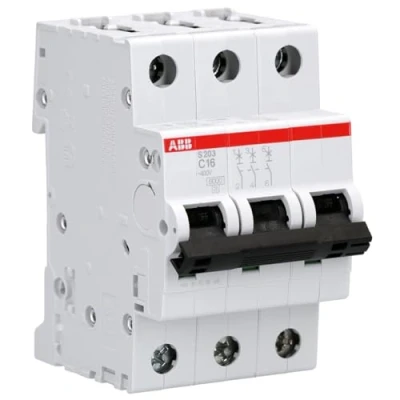 Abbildung von ABB S200 MCB Leitungsschutzschalter Typ C, 3 polig 16A 400V, Abschaltvermögen 6 kA System Pro M Compact