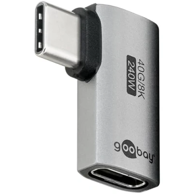 Abbildung von goobay USB C Adapter 240W 40 Gbit Verlängerung 90 horizontal USB4 (Stecker auf Buchse) / 4.0 Adpter 8K@60 Hz, abwärtskompatibel 3.1, 2.0/74441