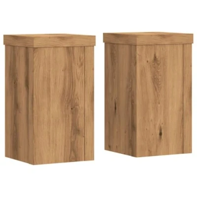 Abbildung von vidaXL Pflanzenständer 2 STK., Blumenständer Hohle Konstruktion, Dekosäule Podest für Pflanzen Dekoartikel, Blumenhocker Blumensäule, Artisan Eiche Holzwerkstoff