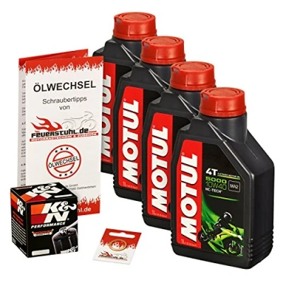 Abbildung von Motul 10W 40 Öl + K&amp;N Ölfilter für Honda CBR 1000 RR Fireblade, 04 07, SC57 Ölwechselset inkl. Motoröl, Filter, Dichtring