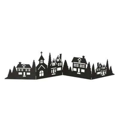 Abbildung von Spetebo Deko Häuserzeile aus Metall klappbar 77 x 17 cm schwarz Weihnachtsstadt Silhouette zur Tischdekoration Weihnachtsdeko Tischdeko für Weihnachten Skyline