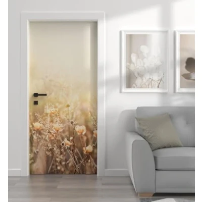 Abbildung von MyMaxxi Tür bekleben mit Türtapete Selbstklebend 90x200 Goldenes Feld verschönern Türfolie Türaufkleber XXL Aufkleber Folie Türposter Türklebefolie Blumenfeld Landschaft Gold