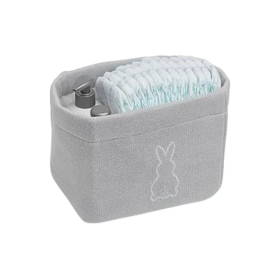 Abbildung von Meyco Baby x Mrs.Keizer Rabbit Wickeltischkörbchen (hochwertige Materialien, aus 100% Baumwolle, abnehmbare Innenschicht, einfache Reinigung per Handwäsche, Größe: 21 16 cm), Silber