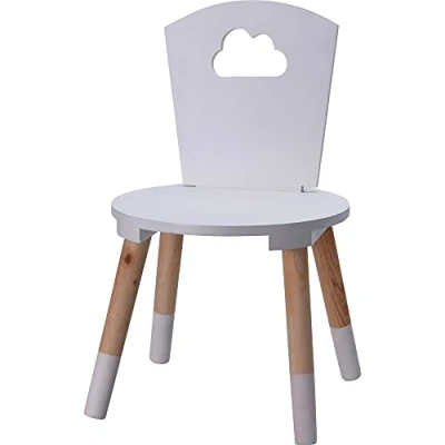 Abbildung von Koopman Kinderstuhl Weiß (1 St), Vierbeiner, Wolkenmotiv, mit Rückenlehne, Stuhl