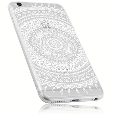 Abbildung von mumbi Hülle kompatibel mit iPhone 6 / 6S Handy Case Handyhülle Motiv Mandala weiss, transparent
