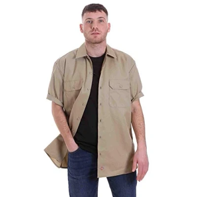 Abbildung von Dickies Herren Kurzärmliges Arbeitshemd, groß und hoch Button Down Shirt, Desert Sand, XX Large