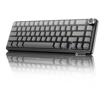 Abbildung von MAMBASNAKE X ATTACK SHARK X66 65% Kabellose Mechanische Tastatur mit Knopf, Hot Swap RGB Gaming Dichtung, BT/2,4 G/USB C, Linearer Schalter, seitlich bedruckte PBT Tastenkappe Mondnacht