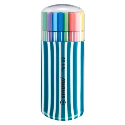 Abbildung von STABILO Filzstift Pen 68 1 mm 20er Zebrui Etui türkis + weiß