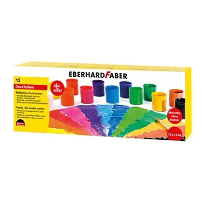 Abbildung von Eberhard Faber Kinderfarbe Deckfarben Malfertig 13er Set Töpfe mit 18ml
