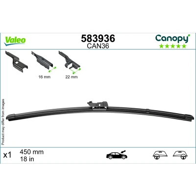 Abbildung von Scheibenwischer Valeo Canopy 583936 450mm Flachbalkenwischblatt, Wischgummi aus &gt;80 % nachhaltigen Materialien VOLKSWAGEN: Passat B7 Variant