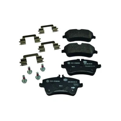 Abbildung von HELLA 8DB 355 018 331 Bremsbelagsatz für Verschleißwarnanzeiger vorbereitet mit Bremssattelschrauben Zubehör MERCEDES BENZ: C Klasse Limousine