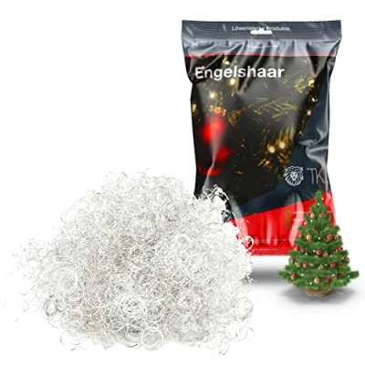Abbildung von Weihnachtswunder® Lametta 5x Engelshaar gelockt 15g Silber Weihnachten Stanniol Deko (5 tlg), Aluminiumoptik
