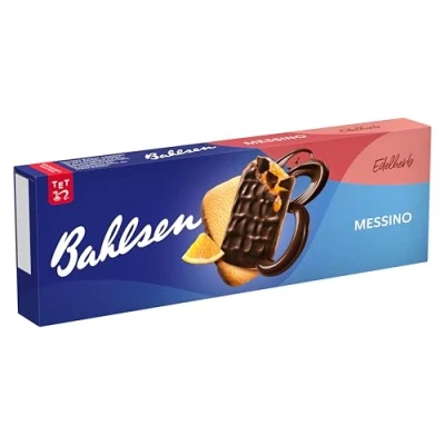 Abbildung von Bahlsen Messino Edelherb 1er Pack Luftiges Gebäck mit Orangenfüllung und edelherber Schokolade (1 x 125 g)