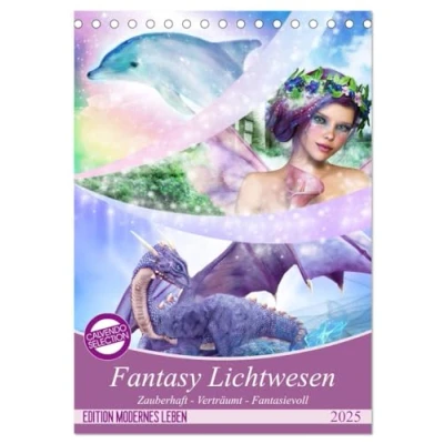Abbildung von Fantasy Lichtwesen (Tischkalender 2025 DIN A5 hoch), CALVENDO Monatskalender