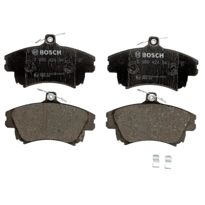 Abbildung von BOSCH 0 986 424 541 Bremsbelagsatz Low Metallic mit akustischer Verschleißwarnung Anti Quietsch Blech, Schrauben Zubehör
