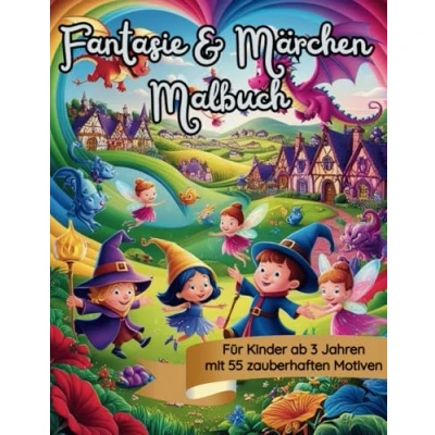 Abbildung von Fantasie &amp; Märchen Malbuch: 55 Märchenhafte Motive mit Zauberern, Fabelwesen und lustigen Tieren, für Jungen Mädchen ab 3 Jahren