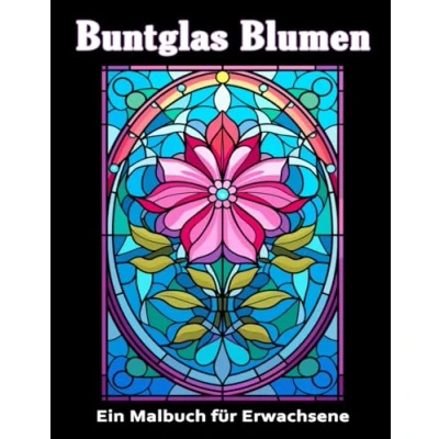 Abbildung von Buntglas Blumen Malbuch: Ein Ausmalbuch für Erwachsene mit über 40 inspirierenden Fensterdesigns und einfachen Mustern zur Entspannung (Fensterbücher zum Ausmalen)