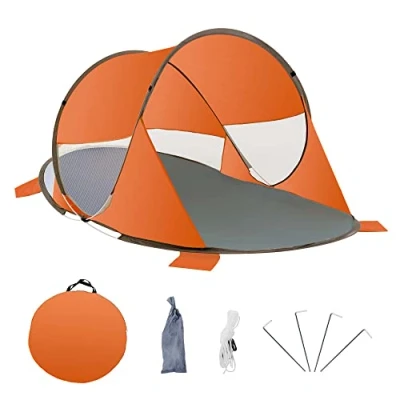 Abbildung von Duhome Strandmuschel Pop Up, Strandzelt für 1 3 Personen Tragbar Beach Zelt mit UV Schutz Einfacher Aufbau Strand Camping Garten, Orange