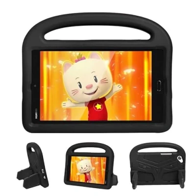 Abbildung von Kinderhülle für Huawei MediaPad M3 T3 T8 8,0 Zoll, Tablet Hülle kinderfreundlich, leicht, Griff mit Ständer, weicher EVA Schaum, stoßfeste Schutzhülle, schwarz
