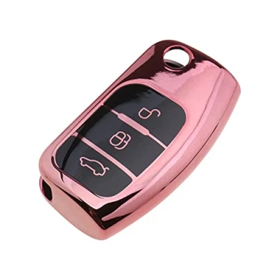 Abbildung von The Lord of Tools Autoschlüssel Hülle aus TPU mit 3 Tasten für Autoschlüssel, Fallsicher, Rosa, kompatibel Ford Focus Fiesta C Max S Kuga Mondeo MK4