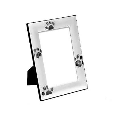 Abbildung von Brillibrum B Ware Bilderrahmen Pfotenabdrücke 10x15cm Foto Rahmen Versilbert Hunde Pfoten Matt Geschenk Katzen Tapsen Fotorahmen Hund Andenken