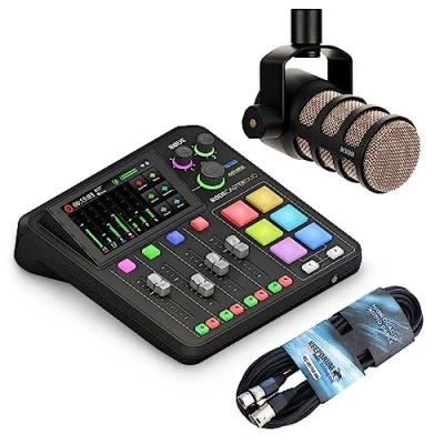 Abbildung von RØDE Mischpult Rode Rodecaster Duo Station mit Podmic und Kabel