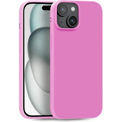 Abbildung von MyGadget Hülle kompatibel mit iPhone 15 Plus robuste Silikon Schutzhülle TPU Case Slim Silikonhülle Back Cover Ultra Kratzfest Handyhülle matt Rosa Lila