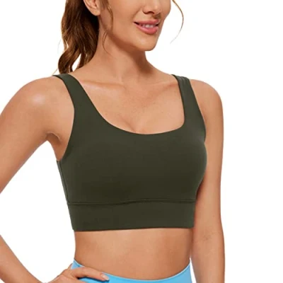 Abbildung von CRZ Yoga Damen ButterLuxe Sport BH U Back Ohne Buegel Große Brüste Fitness Top Olivgrün XL