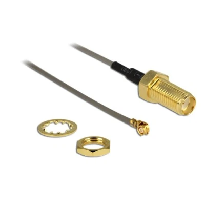 Abbildung von DeLOCK 88816 Koaxialkabel MHF (I PEX) RF SMA schwarz (MHF PEX), SMA, Stecker/Buchse, Schwarz, 50 Ohm, 1 Stück)