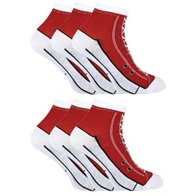 Abbildung von Sock Snob 6er Pack Socken Die Wie Schuhe Aussehen Herren und Damen Baumwoll Schuhdesign für Basketballschuhe (39 45, Rot)