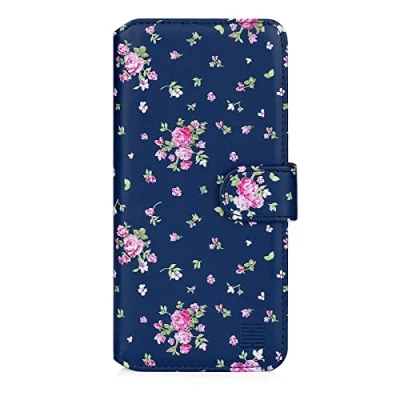 Abbildung von 32nd Blumen Series 3.0 PU Leder Mappen Hülle Case Cover für Apple iPhone 14 Pro (6.1&quot;), Blumendesign hüllen Entwurf gemacht Mit Kartensteckplatz und Magnetverschluss Weinlese Rosen Indigo