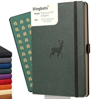 Abbildung von Dingbats* Tierwelt Notizbuch A5 Kariert Hardcover aus veganem Leder für Arbeit, Reisen, Uni mit elastischem Verschlussband