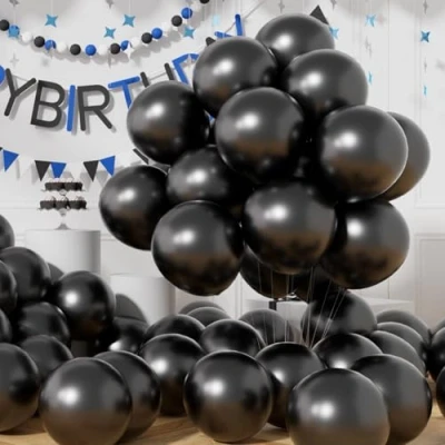 Abbildung von AULE Schwarze Luftballons Metallic Helium: 50 Stück 12 Zoll Luftballon Schwarz Ballons Latex Geburtstagsdeko für Graduation Junggesellenabschied Halloween Deko