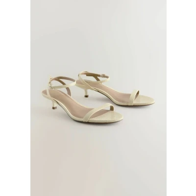 Abbildung von Next Regular FIT Forever Comfort Leather LOW Kitten HEEL Simple Riemensandalette, Damen, Größe: 38.5, Snake beige Schuhe