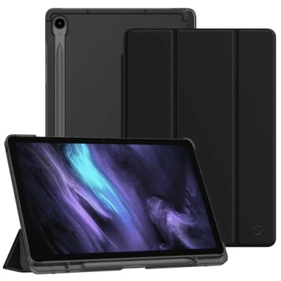 Abbildung von Fintie Hülle für Samsung Galaxy Tab S9 FE 10.9 Zoll/Tablet 11 Zoll 2023 mit Stifthalter, Ultradünn Schutzhülle Translucent Rückseite Cover und Auto Schlaf/Wach Funktion, Schwarz