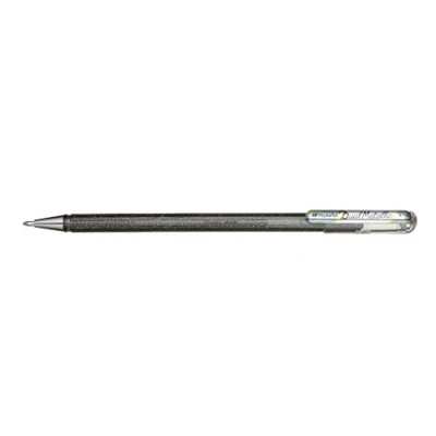 Abbildung von Pentel K110 DZX Dual Metallic Hybrid Gelroller, Glitzer Gel, 1 Stück, silber 2 verschiedene Farb Effekte auf hellem/dunklem Papier silber+metallic