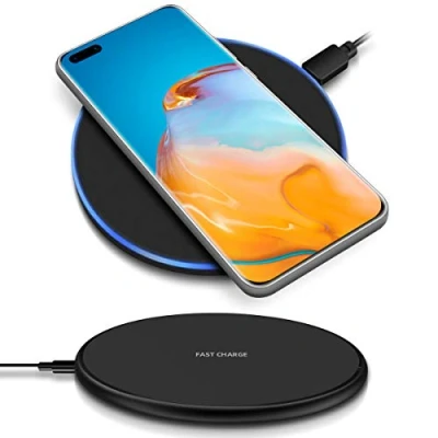 Abbildung von QI Wireless Ladestation kompatibel für Huawei P40 Pro Kabellos Charger Induktives Universal Schnellladegerät, Farben:Schwarz