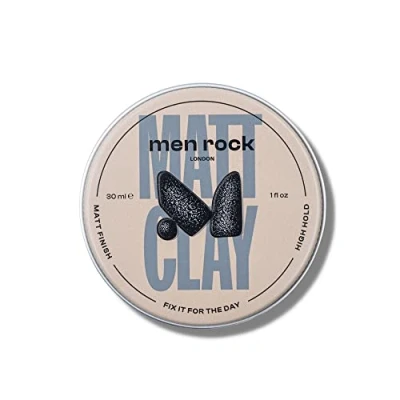 Abbildung von Men Rock Mattes Haar Clay Starker Halt, Finish, für Voluminöse Frisuren, mit Kakaobutter, Sonnenblumen &amp; Mandelöl, 30ml