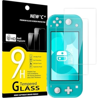 Abbildung von NEW&#039;C 2 Stück, Panzer Schutz Glas für Nintendo Switch lite, Frei von Kratzern, 9H Härte, HD Displayschutzfolie, 0.33mm Ultra klar, Ultrabeständig
