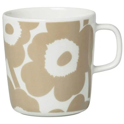 Abbildung von Marimekko Unikko Mug Tasse/Kaffeetasse Steinzeug Weiss/Beige (DxH) 9,5 x 10cm Volumen: 400ml