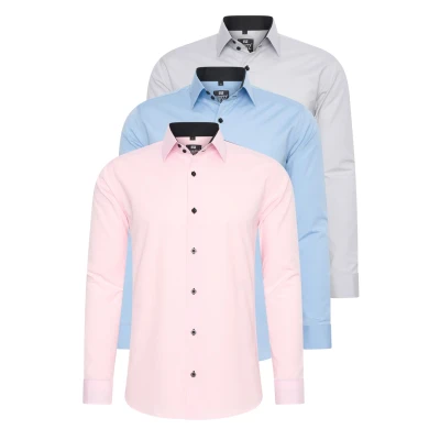 Abbildung von Rusty Neal 3ER PACK Hemd, Herren, Größe: 6XL, Rosa hellblau hellgrau